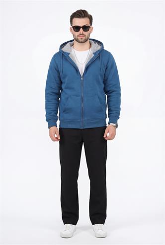 Madmext İçi Kürklü İndigo Hırka 22377 