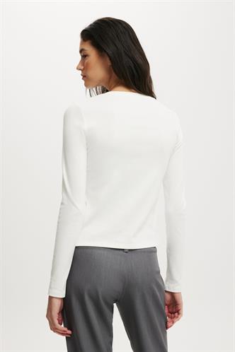 Beyaz Slim Fit Düğmeli Kadın Hırka MG2580