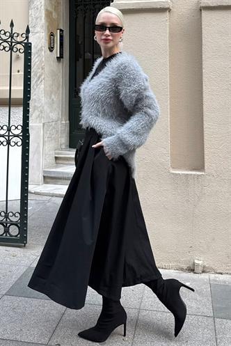 Gri Sakallı Düğmeli Kadın Hırka MG2570