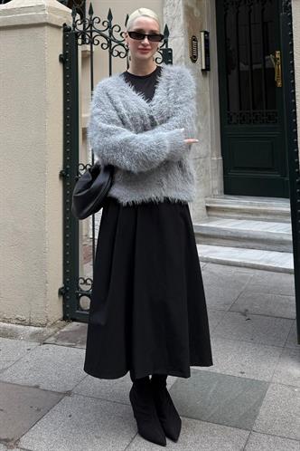 Gri Sakallı Düğmeli Kadın Hırka MG2570