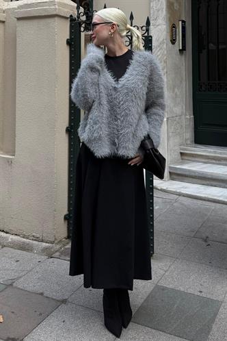 Gri Sakallı Düğmeli Kadın Hırka MG2570