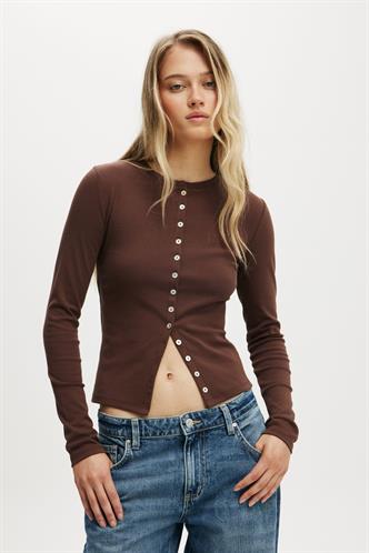 Acı Kahve Slim Fit Düğmeli Kadın Hırka MG2580