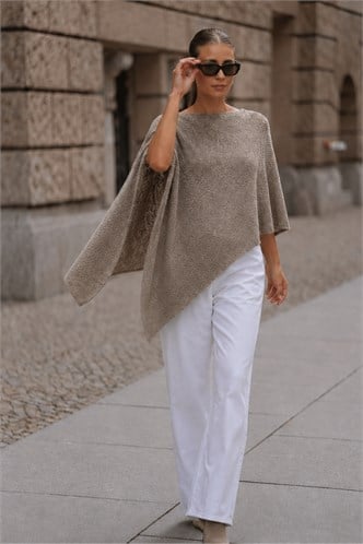 Mint Yeşili Asimetrik Kesim Salaş Kadın Panço MG2876