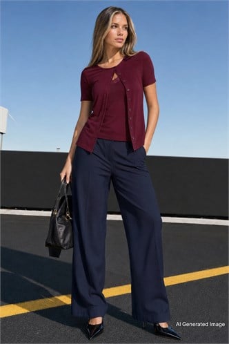 Bordo Dantel Detaylı Slim Fit Kısa Kol Kadın Hırka MG2710