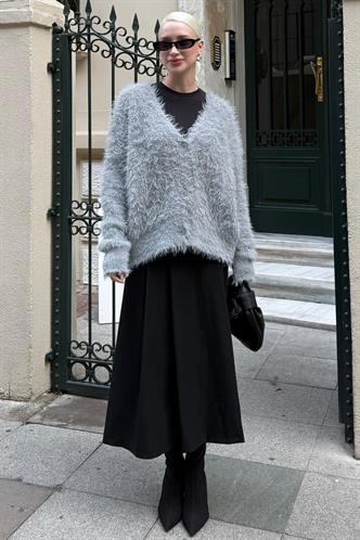 Gri Sakallı Düğmeli Kadın Hırka MG2570