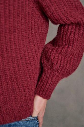 Bordo Bisiklet Yaka Düğmeli Kadın Hırka Mg2487