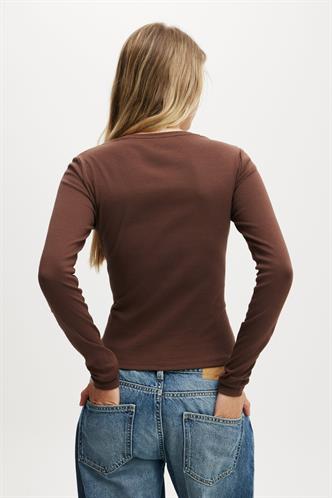 Acı Kahve Slim Fit Düğmeli Kadın Hırka MG2580
