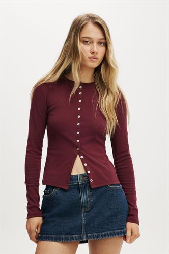 Bordo  Slim Fit Düğmeli Kadın Hırka MG2580