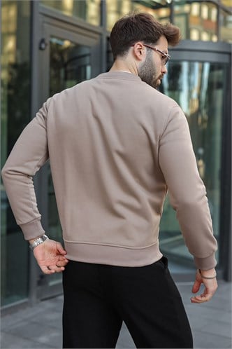 Vizon Peluş Astarlı Fermuarlı Erkek Sweat Hırka  E7214