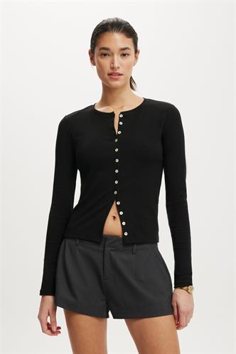 Siyah Slim Fit Düğmeli Kadın Hırka MG2580