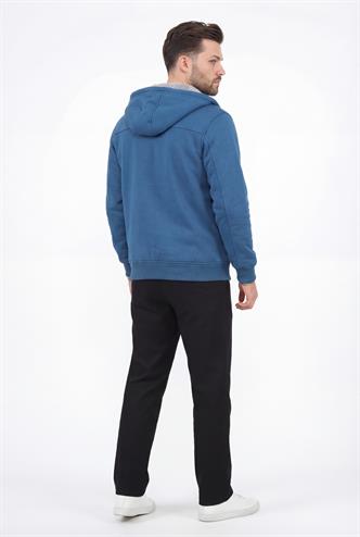 Madmext İçi Kürklü İndigo Hırka 22377 