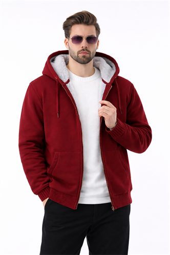Madmext İçi Kürklü Bordo Hırka 22377 