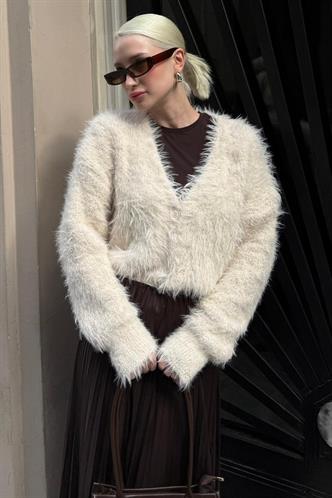 Bej Sakallı Düğmeli Kadın Hırka MG2570