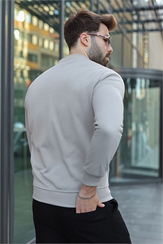 Boyalı Gri Peluş Astarlı Fermuarlı Erkek Sweat Hırka  E7214