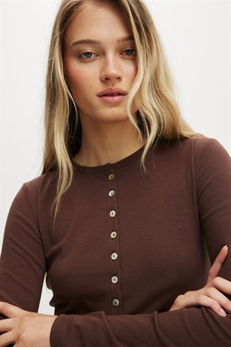 Acı Kahve Slim Fit Düğmeli Kadın Hırka MG2580