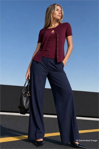 Bordo Dantel Detaylı Slim Fit Kısa Kol Kadın Hırka MG2710