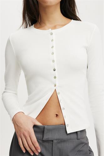 Beyaz Slim Fit Düğmeli Kadın Hırka MG2580