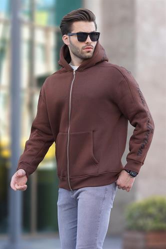 Acı Kahverengi Baskılı Şardonlu Erkek Hırka 7053