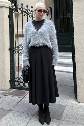 Gri Sakallı Düğmeli Kadın Hırka MG2570