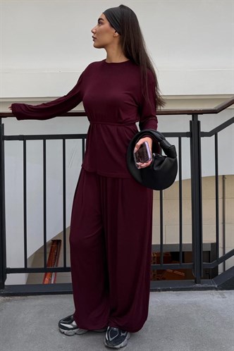 Bordo Oysho Şalvar Takım MG2784