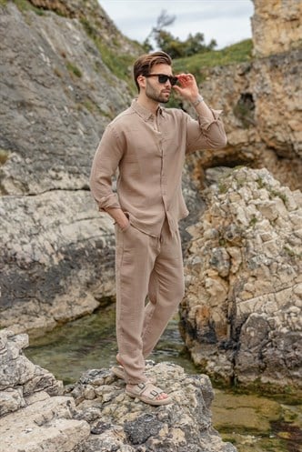 Camel Gömlek Pantolon Erkek İkili Takım E7322