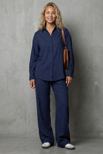 Lacivert Basic Kadın Gömlek Pantolon İkili Takım Mg2352