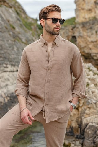 Camel Gömlek Pantolon Erkek İkili Takım E7322