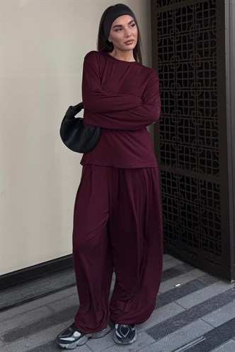 Bordo Oysho Şalvar Takım MG2784