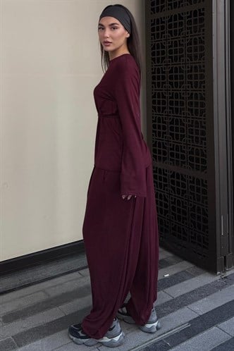 Bordo Oysho Şalvar Takım MG2784