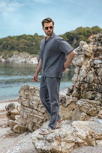 Füme Over Fit Erkek Gömlek Takım E7303