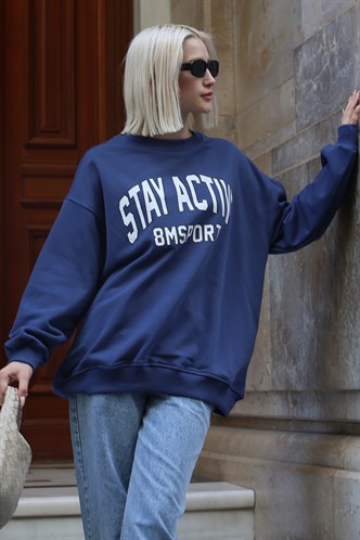 Indigo Printed Oversize Sweatshirt MG1564