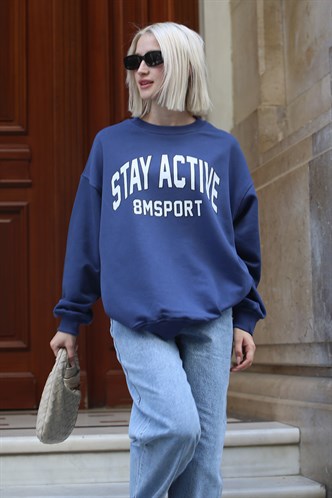 Indigo Printed Oversize Sweatshirt MG1564