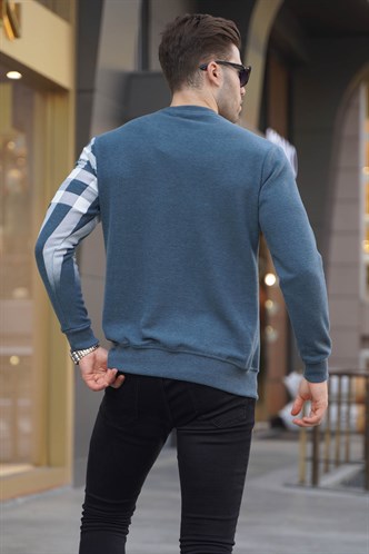 İndigo Bisiklet Yaka Baskılı Sweatshirt 6031