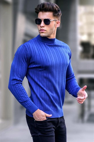 Indigo Mock Turtleneck Knitwear Sweater 5786