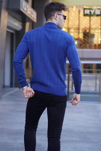Indigo Mock Turtleneck Knitwear Sweater 5786