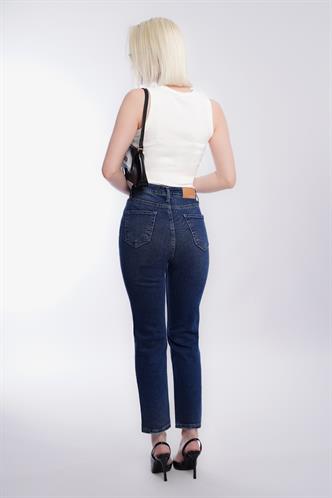 Koyu Mavi Slim Fit Kadın Mom Jean MG1738