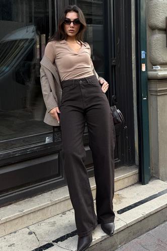 Kahverengi Wide Leg Kadın Pantolon MG2614