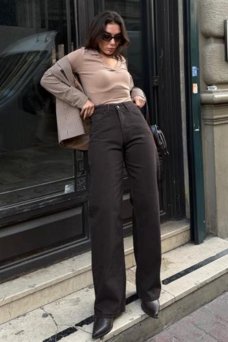 Kahverengi Wide Leg Kadın Pantolon MG2614