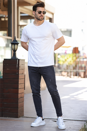 Dark Smoke Gray Skinny Fit Jeans 6315