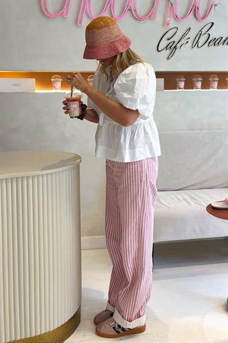 Pembe Çizgili Kadın Jean Pantolon Mg2463