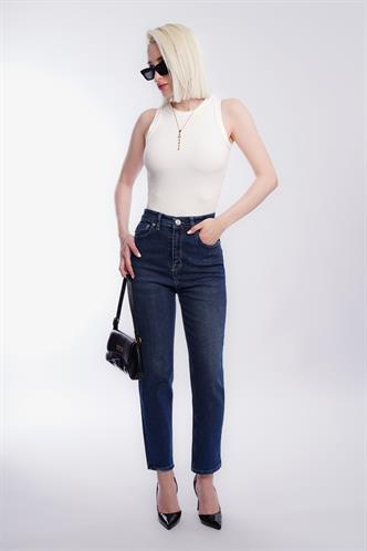 Koyu Mavi Slim Fit Kadın Mom Jean MG1738