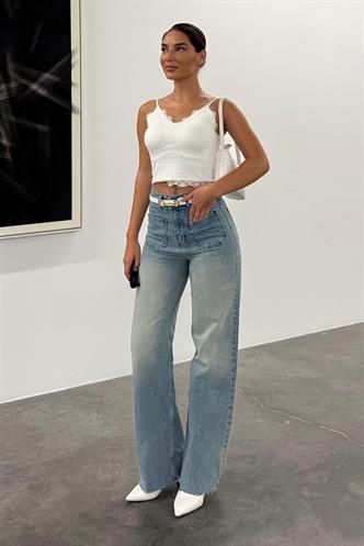 Açık Mavi Ön Cepli Kadın Jean Pantolon Mg2500