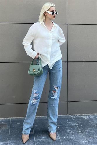 Açık Mavi Straight Fit Jean MG2031