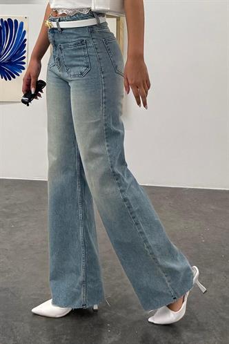 Açık Mavi Cep Detaylı Kadın Jean Pantolon Mg2500