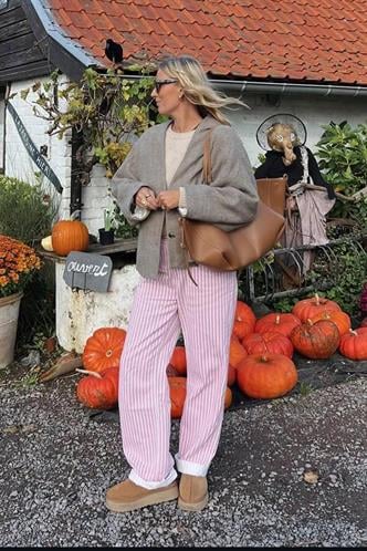 Pembe Çizgili Kadın Jean Pantolon Mg2463