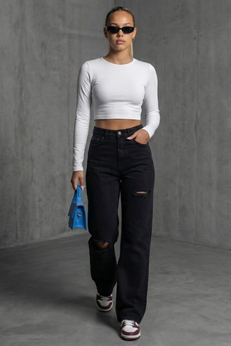 Black Ripped Palazzo Jeans MG1560