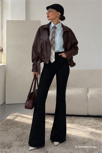 Women Black Bell Bottom Cut Jeans MG1518