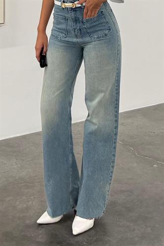 Açık Mavi Ön Cepli Kadın Jean Pantolon Mg2500