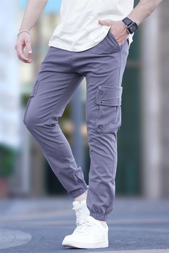 Madmext Gri Dar Paça Kargo Cep Erkek Pantolon 5647