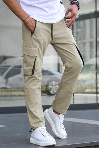 Ekru Kargo Cep Erkek Jogger Pantolon 5791